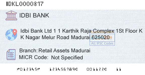 Idbi Bank Retail Assets MaduraiBranch 