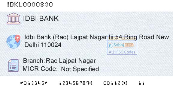 Idbi Bank Rac Lajpat NagarBranch 