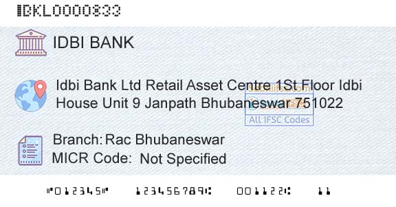 Idbi Bank Rac BhubaneswarBranch 