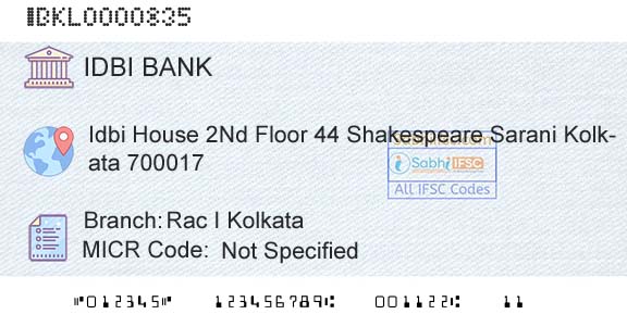 Idbi Bank Rac I KolkataBranch 
