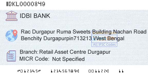 Idbi Bank Retail Asset Centre DurgapurBranch 