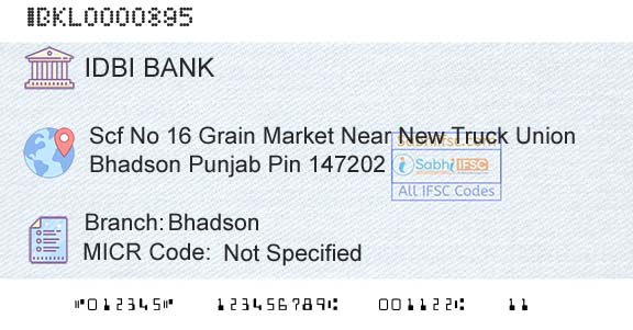 Idbi Bank BhadsonBranch 