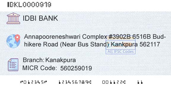 Idbi Bank KanakpuraBranch 