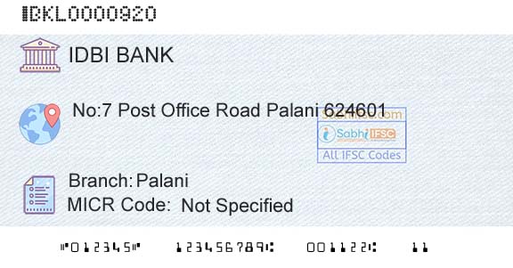 Idbi Bank PalaniBranch 