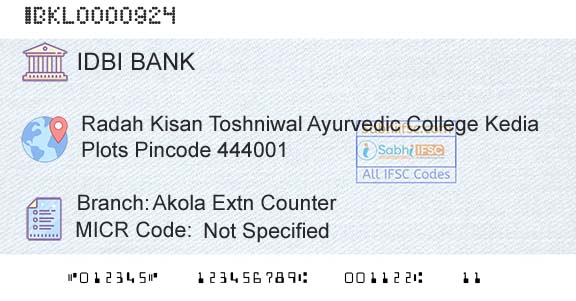Idbi Bank Akola Extn CounterBranch 