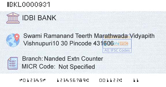 Idbi Bank Nanded Extn CounterBranch 