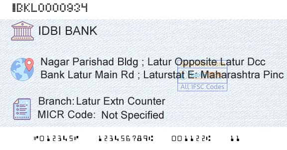 Idbi Bank Latur Extn CounterBranch 