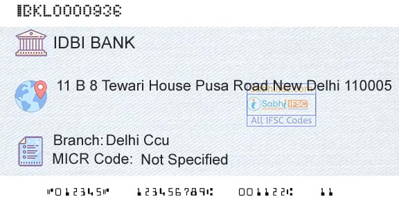 Idbi Bank Delhi CcuBranch 