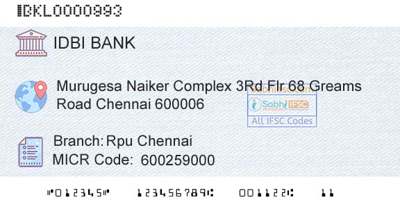 Idbi Bank Rpu ChennaiBranch 