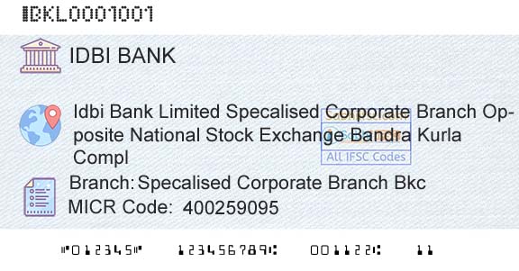 Idbi Bank Specalised Corporate Branch BkcBranch 