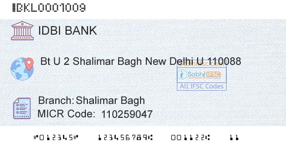 Idbi Bank Shalimar BaghBranch 