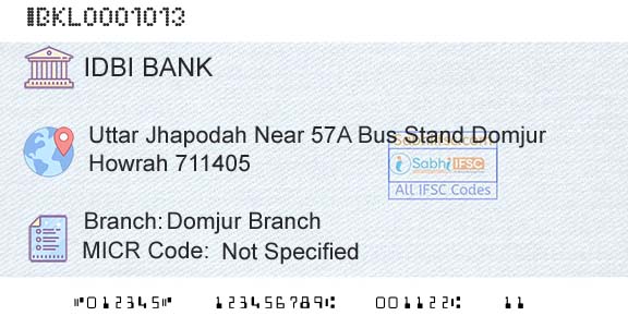 Idbi Bank Domjur BranchBranch 