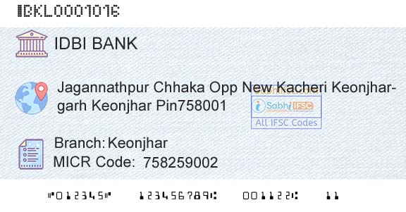 Idbi Bank KeonjharBranch 