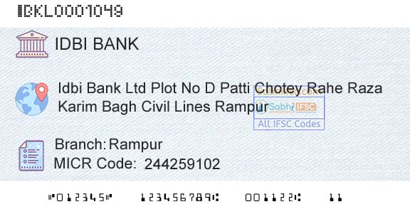 Idbi Bank RampurBranch 