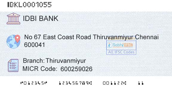Idbi Bank ThiruvanmiyurBranch 