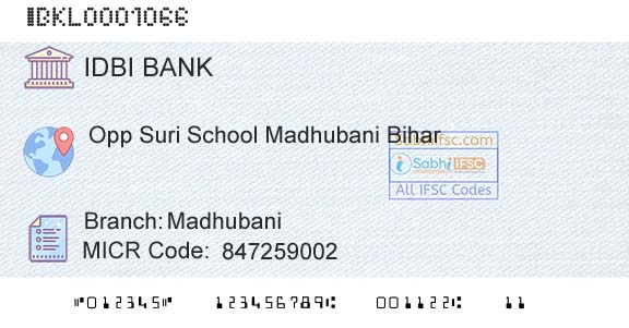 Idbi Bank MadhubaniBranch 