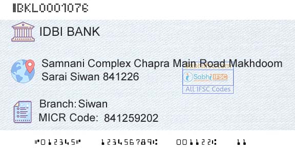 Idbi Bank SiwanBranch 