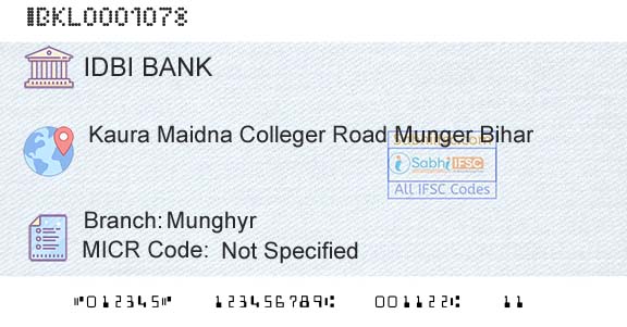Idbi Bank MunghyrBranch 