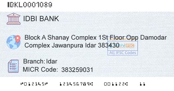 Idbi Bank IdarBranch 