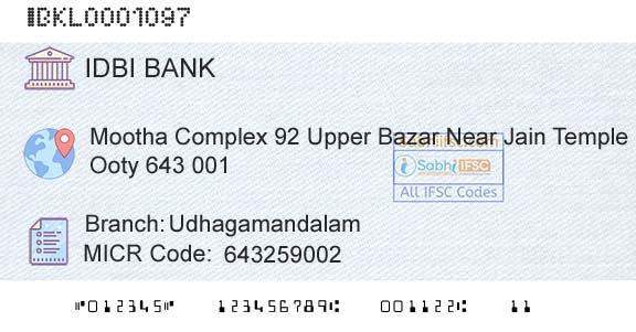 Idbi Bank UdhagamandalamBranch 
