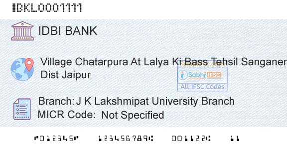Idbi Bank J K Lakshmipat University BranchBranch 