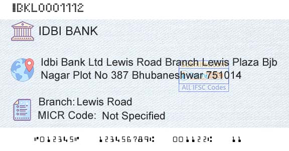 Idbi Bank Lewis RoadBranch 