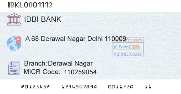 Idbi Bank Derawal NagarBranch 