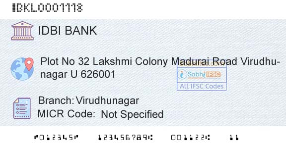 Idbi Bank VirudhunagarBranch 