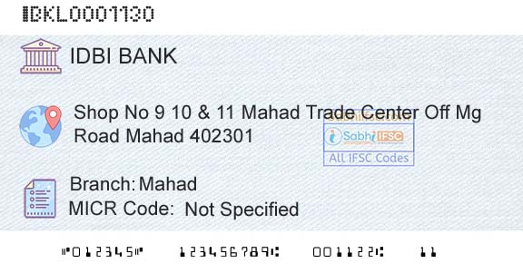 Idbi Bank MahadBranch 