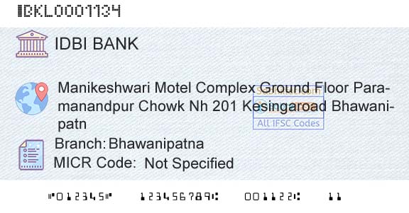 Idbi Bank BhawanipatnaBranch 