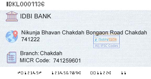 Idbi Bank ChakdahBranch 