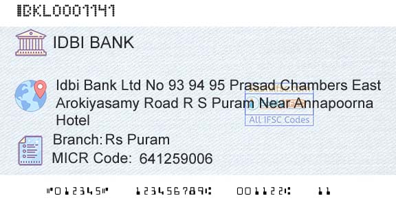 Idbi Bank Rs PuramBranch 