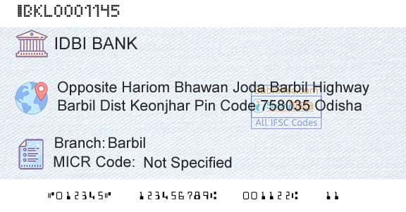 Idbi Bank BarbilBranch 