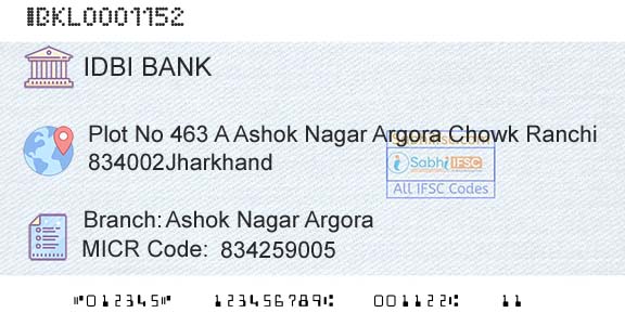Idbi Bank Ashok Nagar ArgoraBranch 