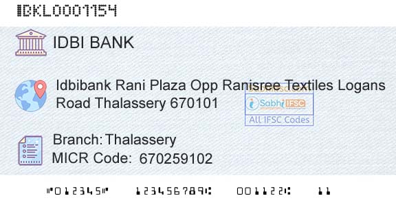 Idbi Bank ThalasseryBranch 