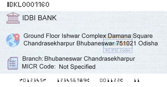 Idbi Bank Bhubaneswar ChandrasekharpurBranch 