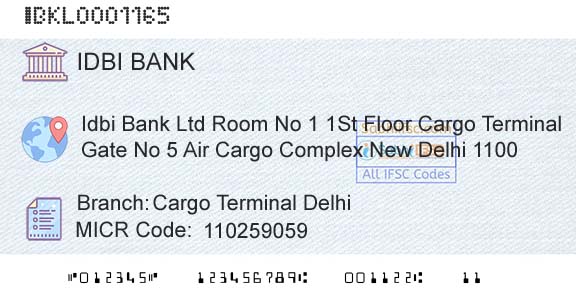 Idbi Bank Cargo Terminal DelhiBranch 