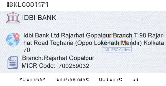 Idbi Bank Rajarhat GopalpurBranch 