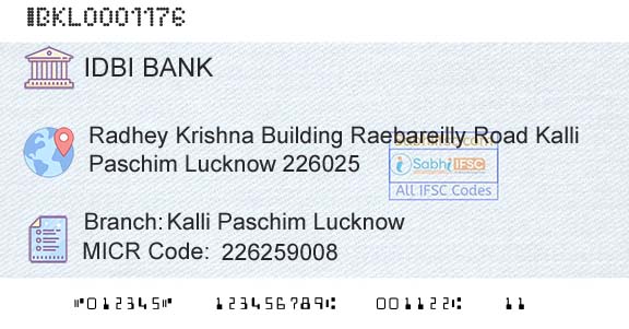 Idbi Bank Kalli Paschim LucknowBranch 
