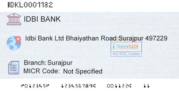 Idbi Bank SurajpurBranch 