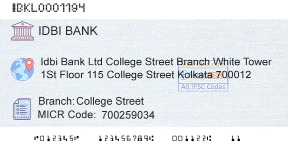 Idbi Bank College StreetBranch 