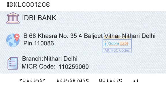 Idbi Bank Nithari DelhiBranch 