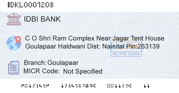Idbi Bank GoulapaarBranch 