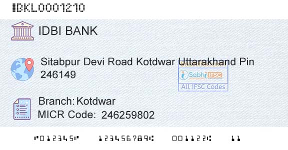 Idbi Bank KotdwarBranch 