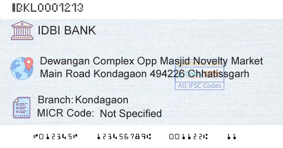 Idbi Bank KondagaonBranch 