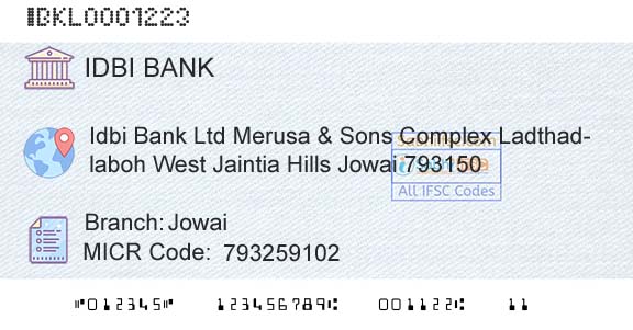 Idbi Bank JowaiBranch 