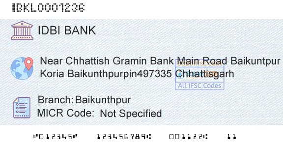 Idbi Bank BaikunthpurBranch 
