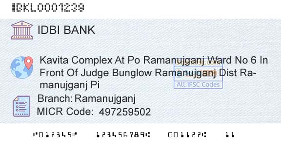 Idbi Bank RamanujganjBranch 