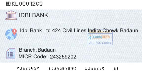 Idbi Bank BadaunBranch 