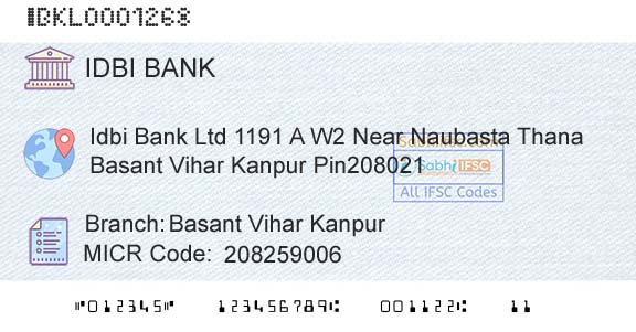 Idbi Bank Basant Vihar KanpurBranch 